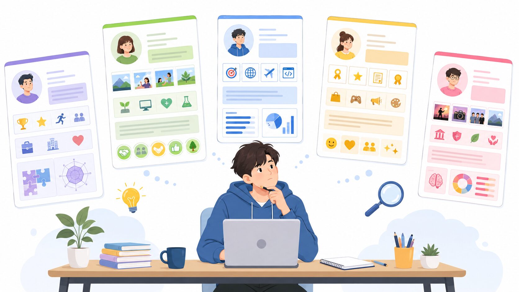 主要逆求人サービス5社のプロフィール項目比較