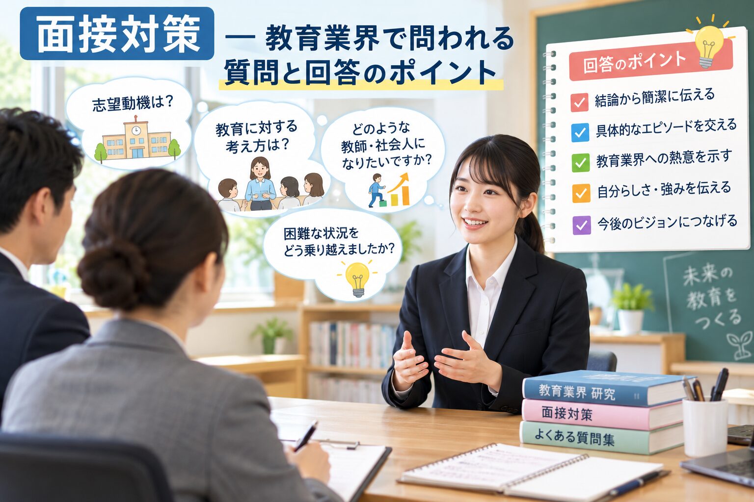 面接対策 — 教育業界で問われる質問と回答のポイント